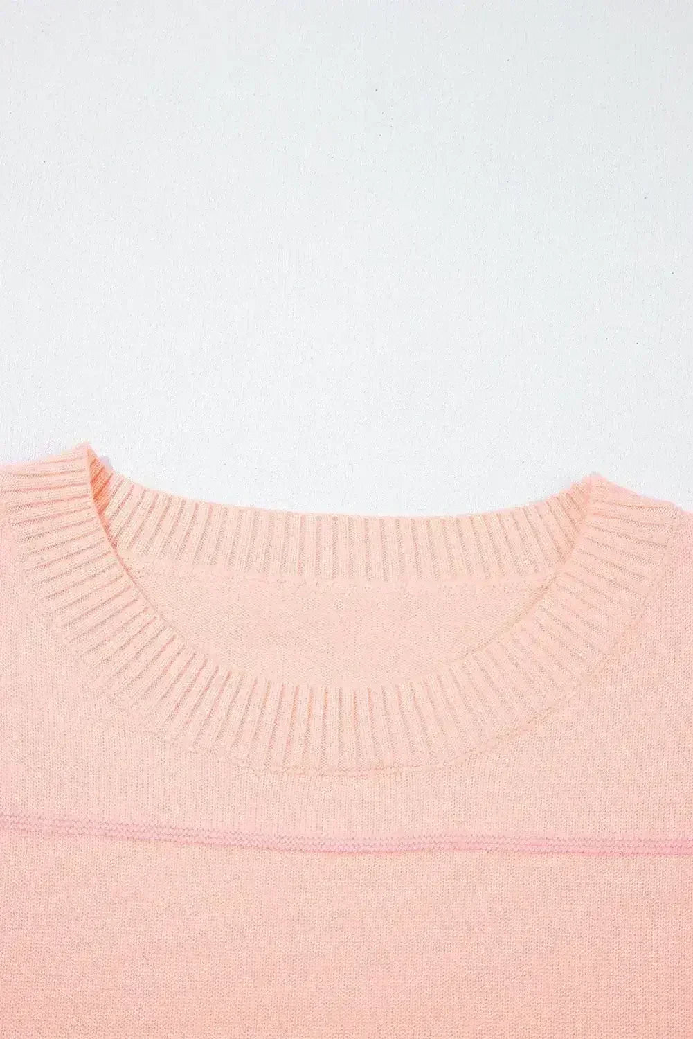 White Striped Half Sleeve Drop Shoulder Sweater