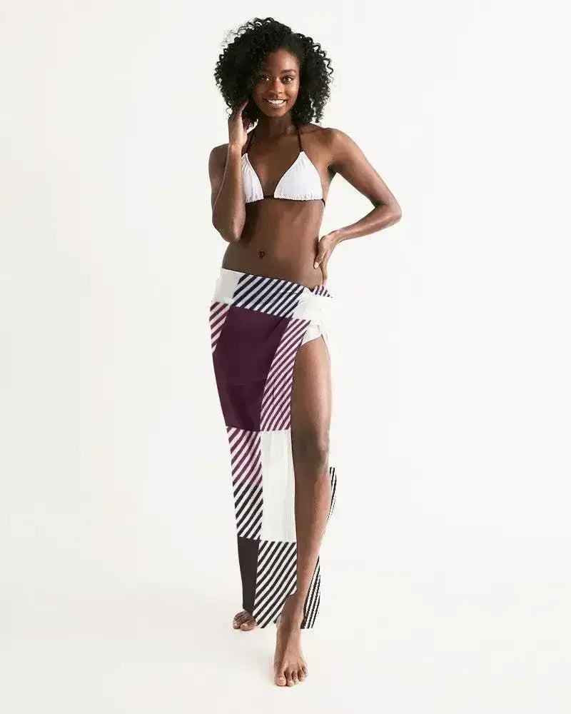 Sheer Sarong Swimsuit Cover Up Wrap / White Grid