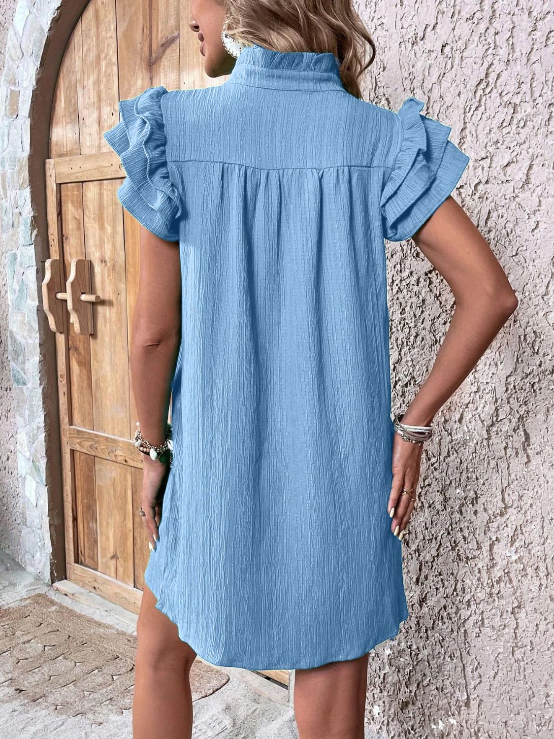 Elegant Ruffled Cap Sleeve Mini Dress Feminine & Flowy Summer Dress