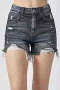 RISEN Full Size High Rise Distressed Denim Shorts