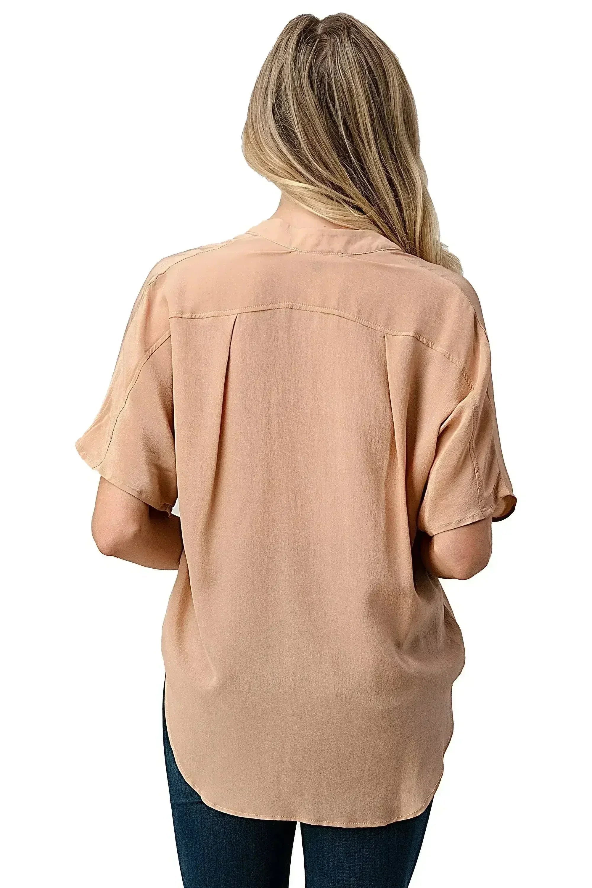 Dark Grey Silk Oversized Blouse – Effortless Dolman Sleeve Top | Femstylo