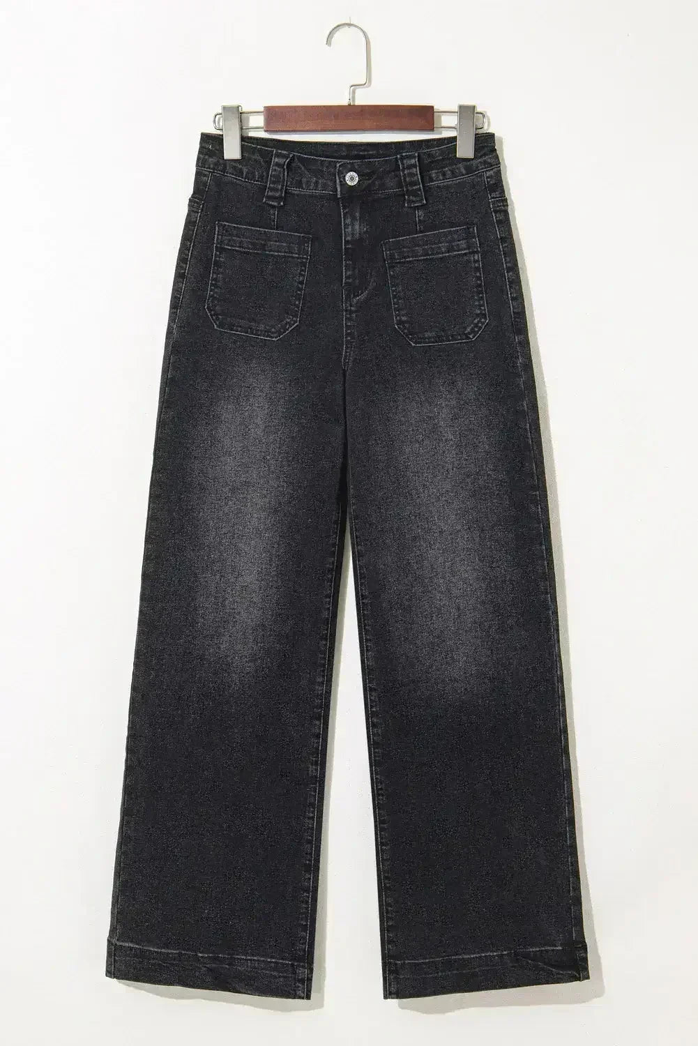 Sail Blue Wide Leg Pocketed High Waist Jeans