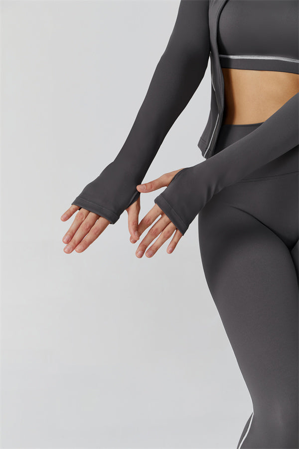 The Venus Zip Top Sports Bra Leggings 3-Piece Set