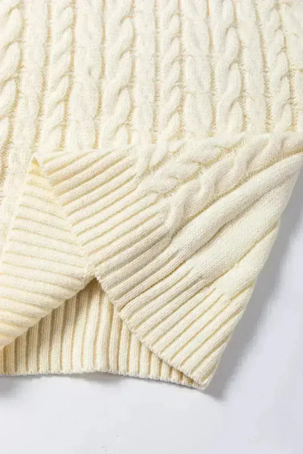 Cable Knit Sweater Vest – High Neck & Textured Oatmeal