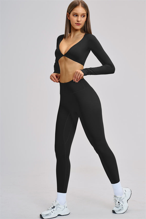 The Zestful Long Sleeve Crop Top Leggings 2-Piece Set