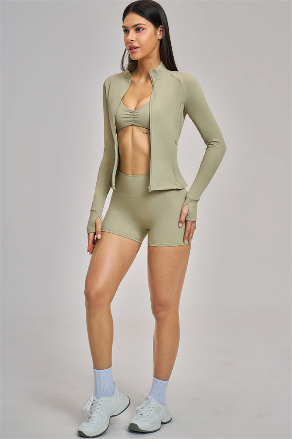The Swoon Jacket Sports Bra Shorts 3-Piece Set
