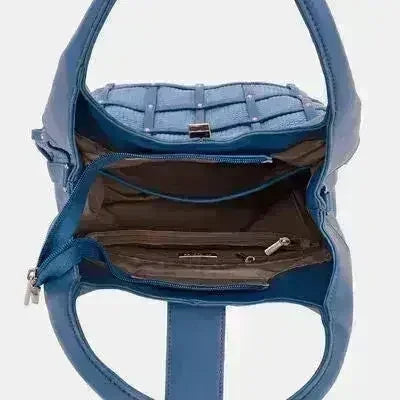 David Jones Rivet Handbag – Edgy PU Leather Medium Tote | Femstylo