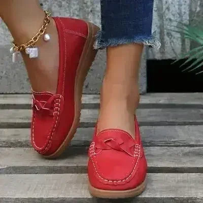 Wedge Heel Loafers - Woven PU Shoes | Femstylo