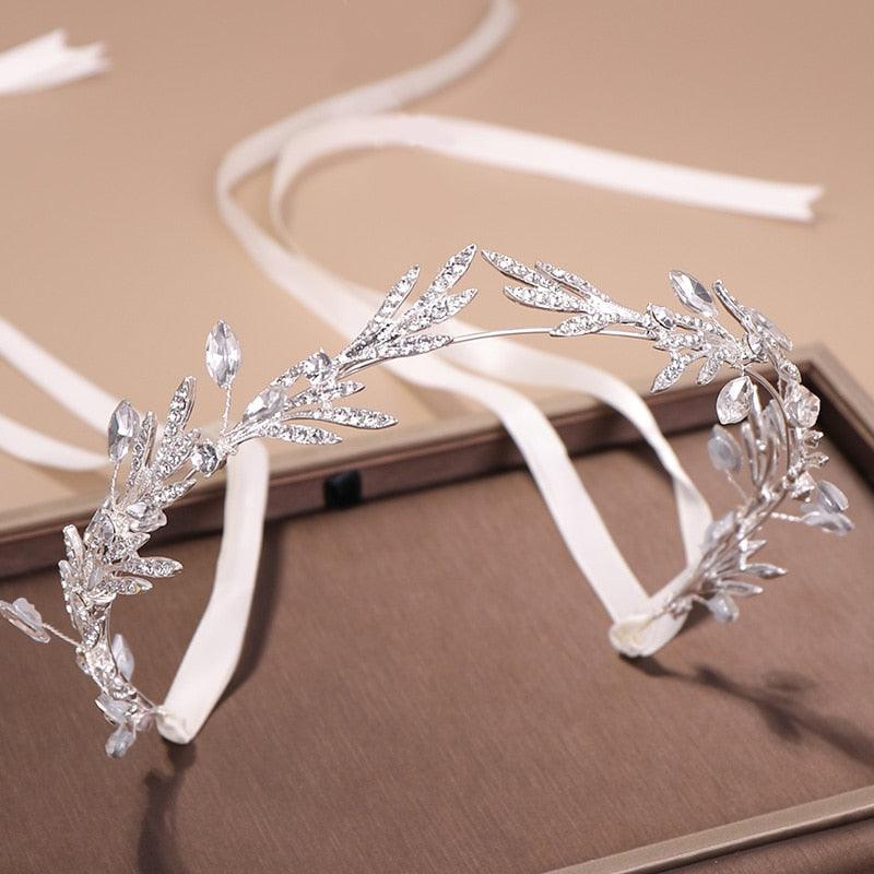 Fashion New Crystal Silver Color Tiara Crowns Leaf Rhinestone Wedding Headbands Hairbands Bridal Women Hair Jewelry Gorgeous Hair Accessories For Women