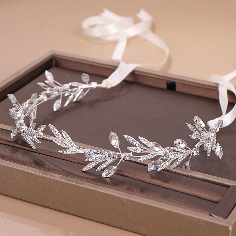 Fashion New Crystal Silver Color Tiara Crowns Leaf Rhinestone Wedding Headbands Hairbands Bridal Women Hair Jewelry Gorgeous Hair Accessories For Women
