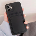Fashion Sleek Phone Case For Iphone 11 Cases Card Slot Silicon Iphone 13 Pro Max 12 13 Mini Covers Elegant Simple Ultra-thin Back Mobile Phone Case with Card Holder