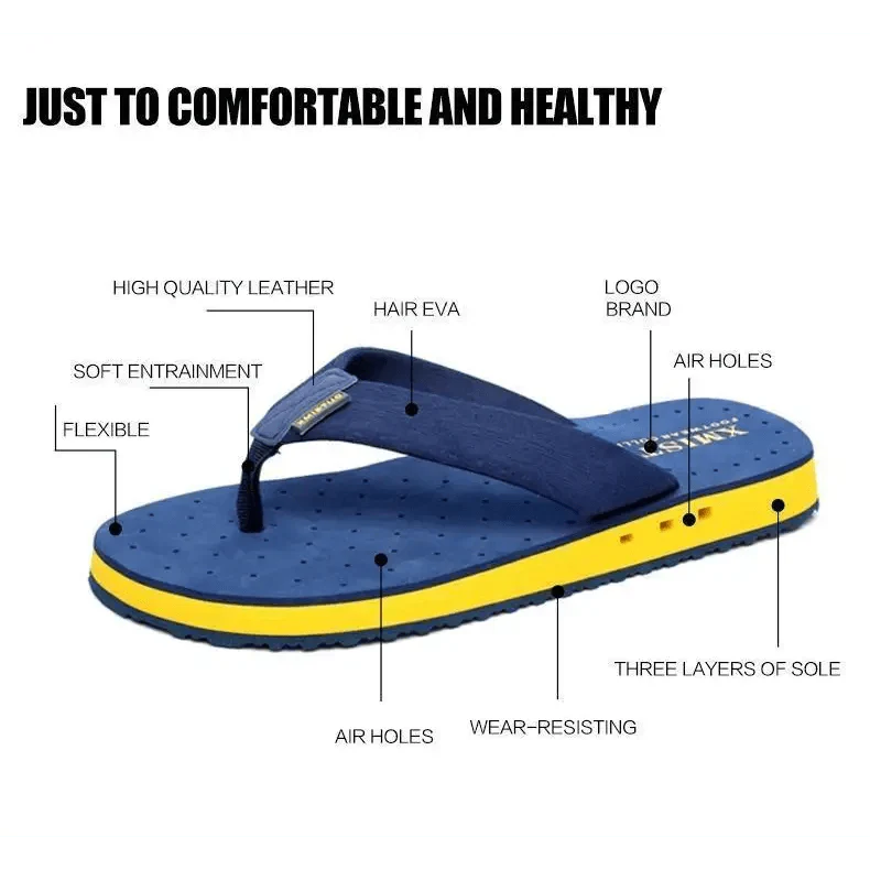 Fashion Summer Big Size Youth Slippers For Men Women Massage Non-Slip Cool Outside Flip Flops Breathable Thick-Soled Slippers