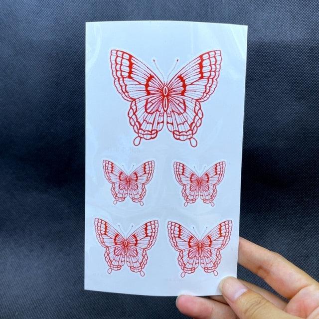 Fashion Tattoo Red Butterfly Stickers Waterproof For Arm Waist Leg Temporary Womens Tattoo