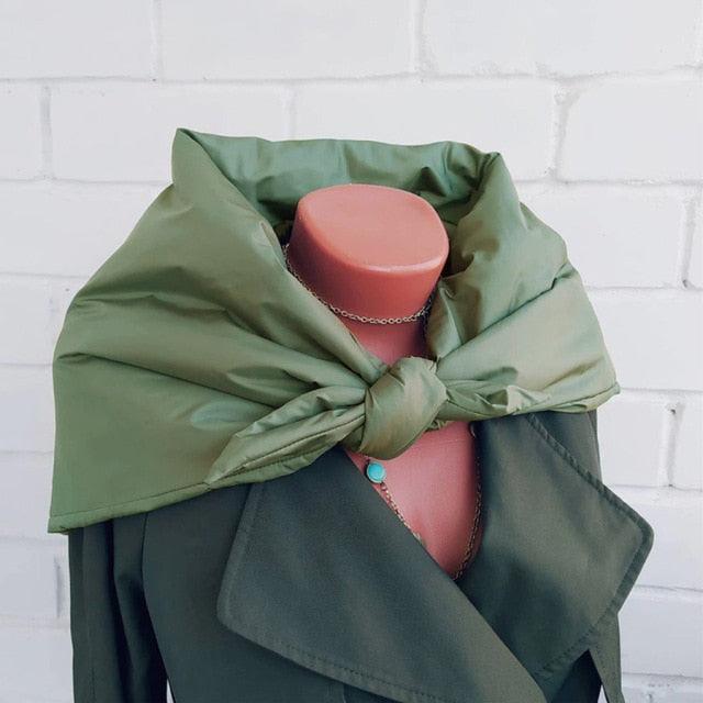 Fashion Winter Light Soft Warm Puffer Neckerchief Puff Neck Scarf Lightweight Head Wrap Headscarf Scarf Triangle Shawl Hood Scarf Puffy For Women