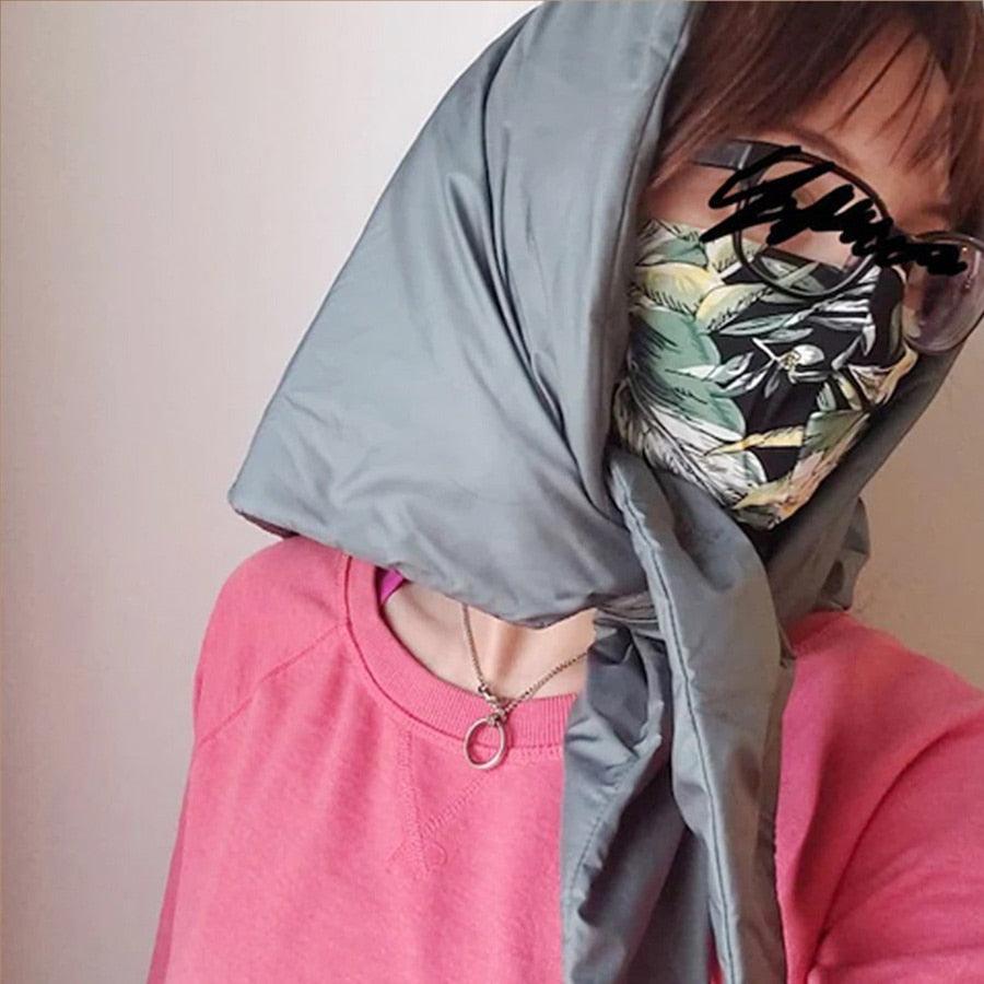 Fashion Winter Light Soft Warm Puffer Neckerchief Puff Neck Scarf Lightweight Head Wrap Headscarf Scarf Triangle Shawl Hood Scarf Puffy For Women