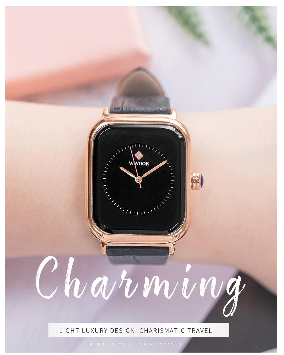 Fashion Women Watches White Leather Minimalist Rectangle Ladies Quartz Dress Wristwatch Fashion Leather Wrist Watch Rectangle Elegant Simple Dial Analog Quartz Dress Watch