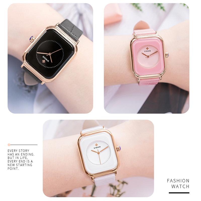 Fashion Women Watches White Leather Minimalist Rectangle Ladies Quartz Dress Wristwatch Fashion Leather Wrist Watch Rectangle Elegant Simple Dial Analog Quartz Dress Watch
