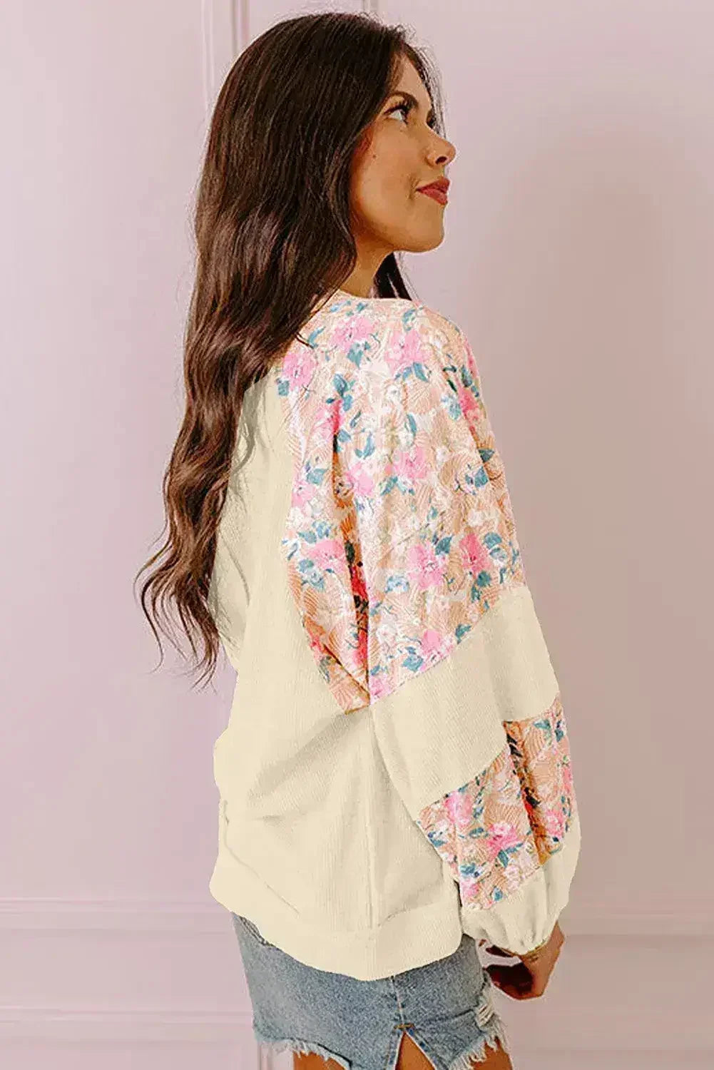Floral Patchwork Blouse - Balloon Sleeve Top | Femstylo