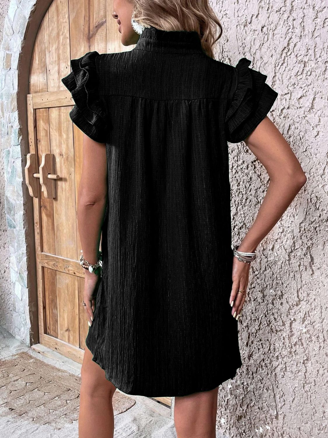 Elegant Ruffled Cap Sleeve Mini Dress Feminine & Flowy Summer Dress