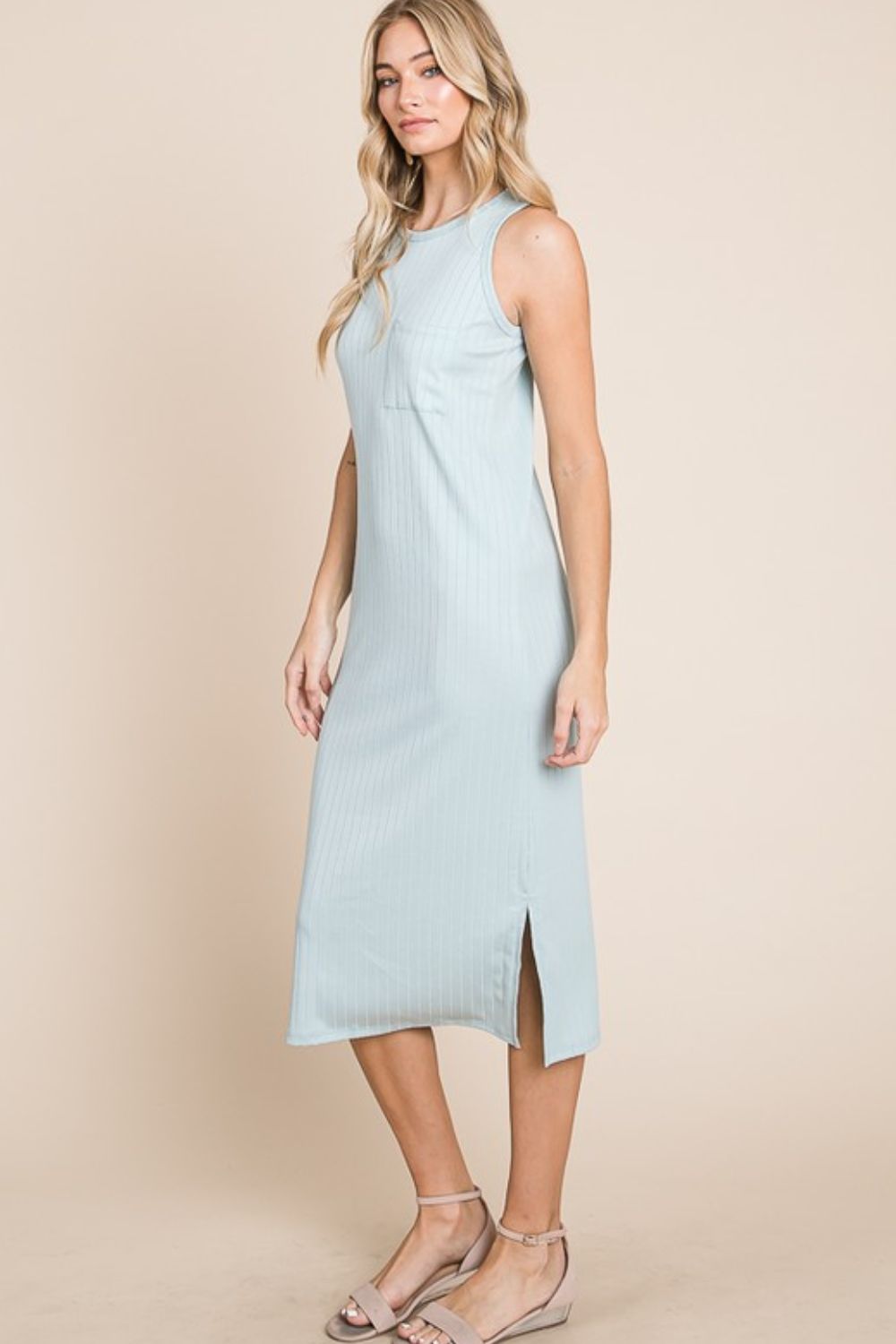 Ribbed Knit Sleeveless Midi Dress For Women – Simple, Casual, Elegant, Versatile and Chic Midi Dress with Ribbed Texture for Every Occasion