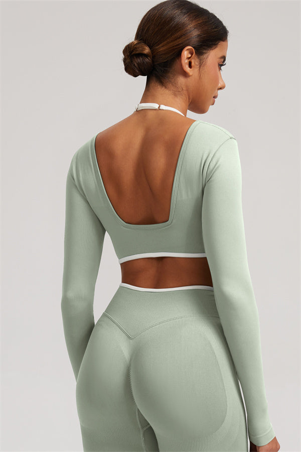 The Elevate Long Sleeve Crop top Shorts 2-Piece Set