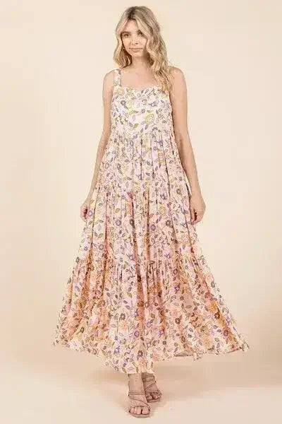 Sherbet Flower Print Sleeveless Empire Maxi Dress – femstylo