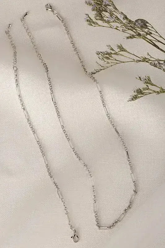 Clip Chain Bracelet & Necklace Set - Silver Nickel-Free | Femstylo