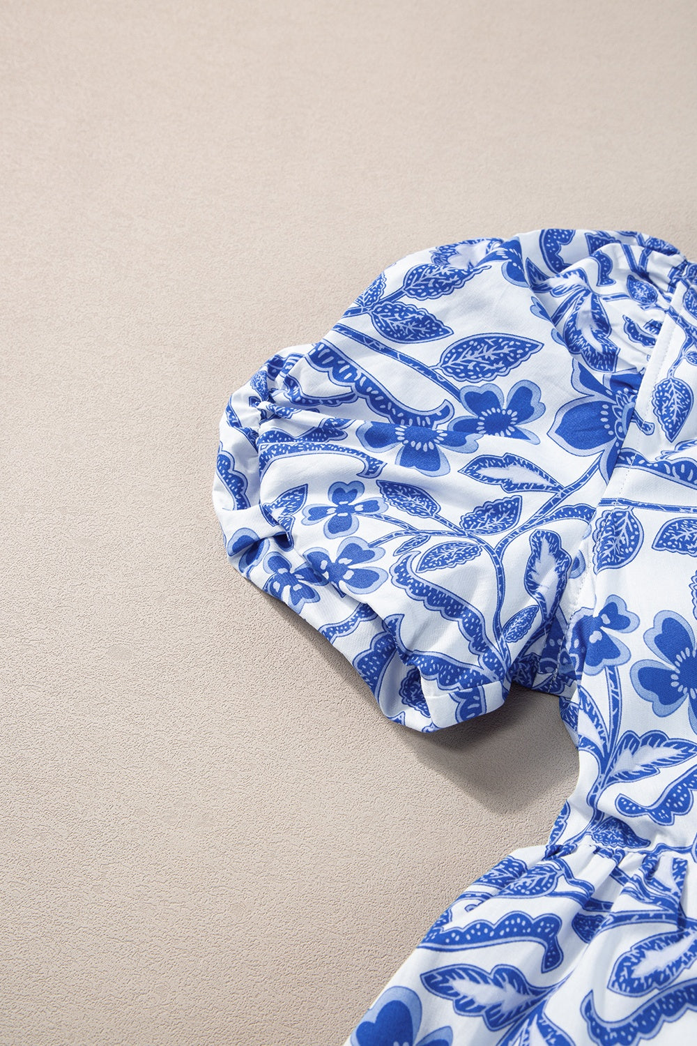 Royal Blue Printed Puff Sleeve Dress Stylish & Feminine Statement Dress For Every Occasion