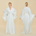 Feather-Trimmed Kimono Robe Abaya (MOA293)