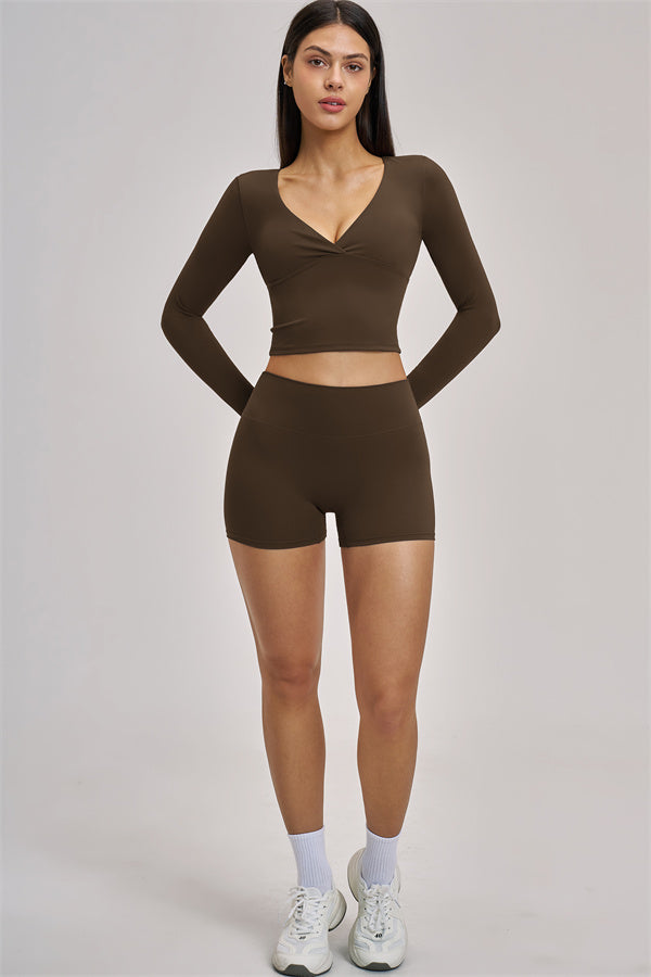 The Swoon Long Sleeve Crop top Shorts 2-Piece Set