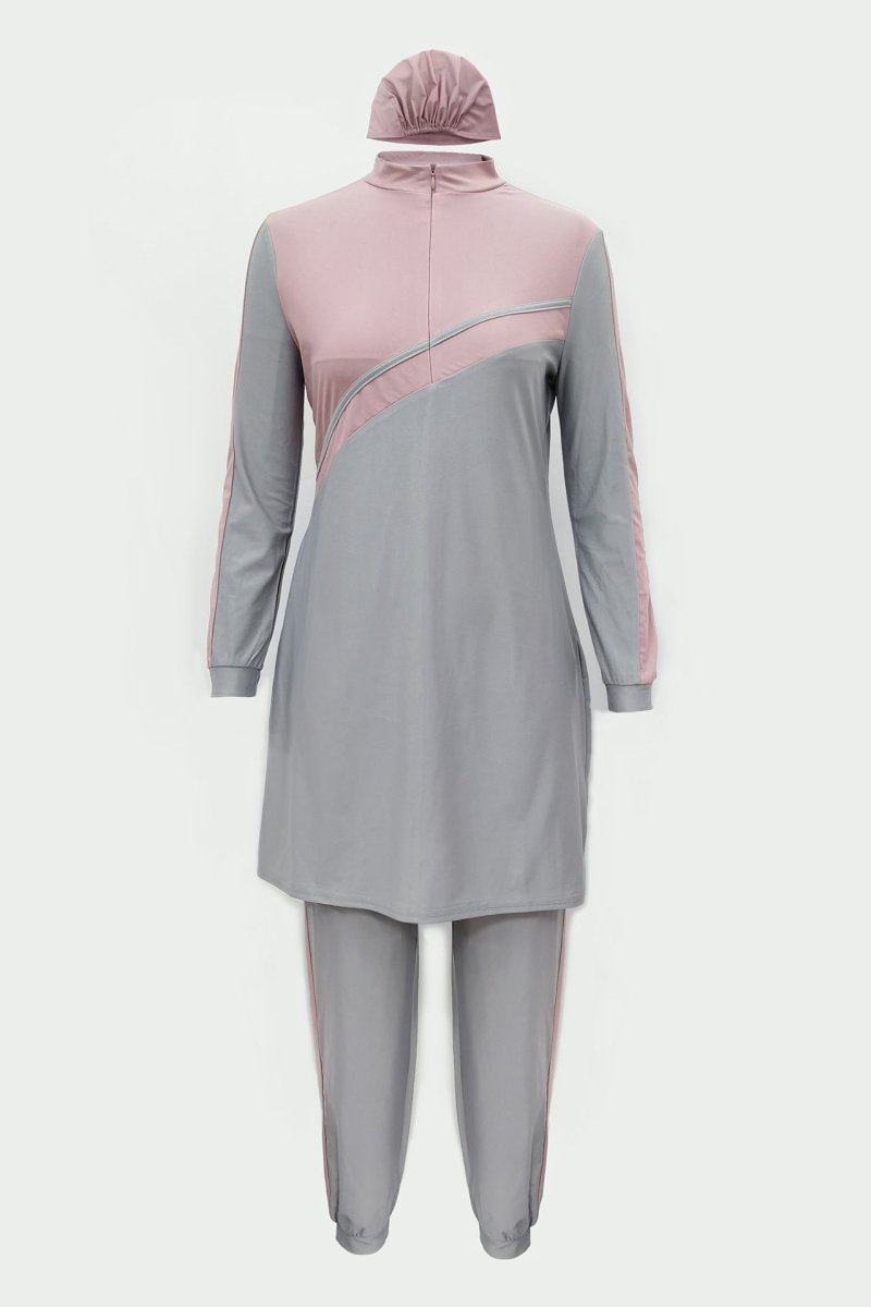 Muslim Women Swimming Suit With Headscarf & Pants, Long Sleeve Burkini Swim Suit (MB016)