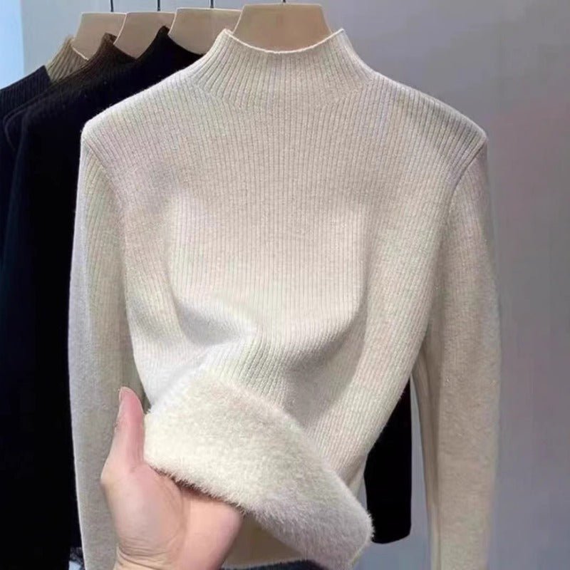 Fleece-Lined Mock Neck Sweater | Thick Winter Base Layer Top(MS159)