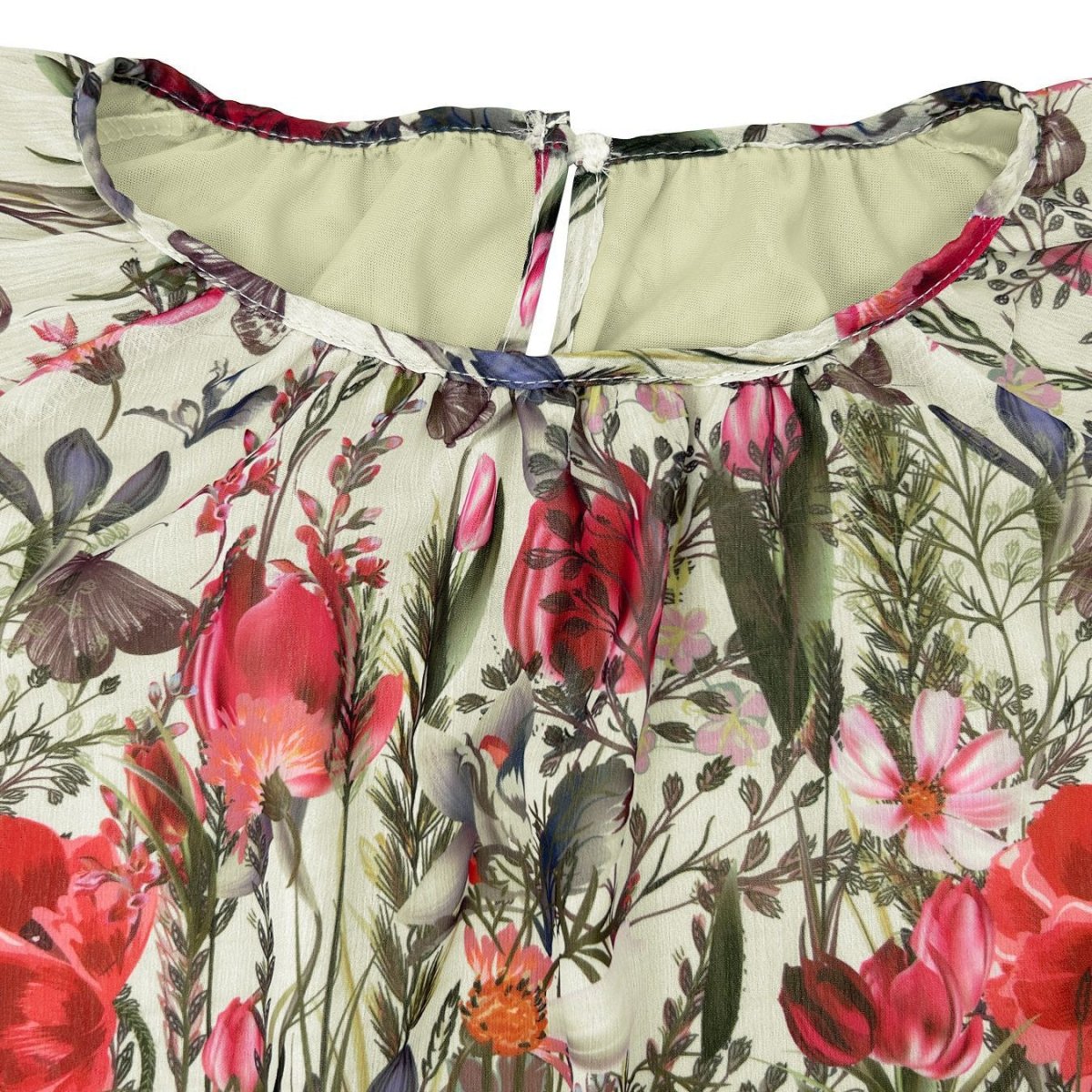 Floral Chiffon Dress with Three-Tier Ruffle Skirt (MA407)