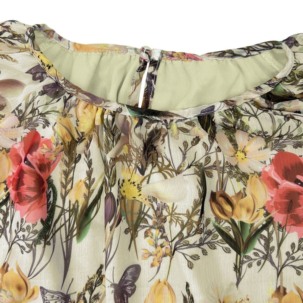 Floral Chiffon Dress with Three-Tier Ruffle Skirt (MA407)