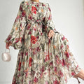 Floral Chiffon Dress with Three-Tier Ruffle Skirt (MA407)
