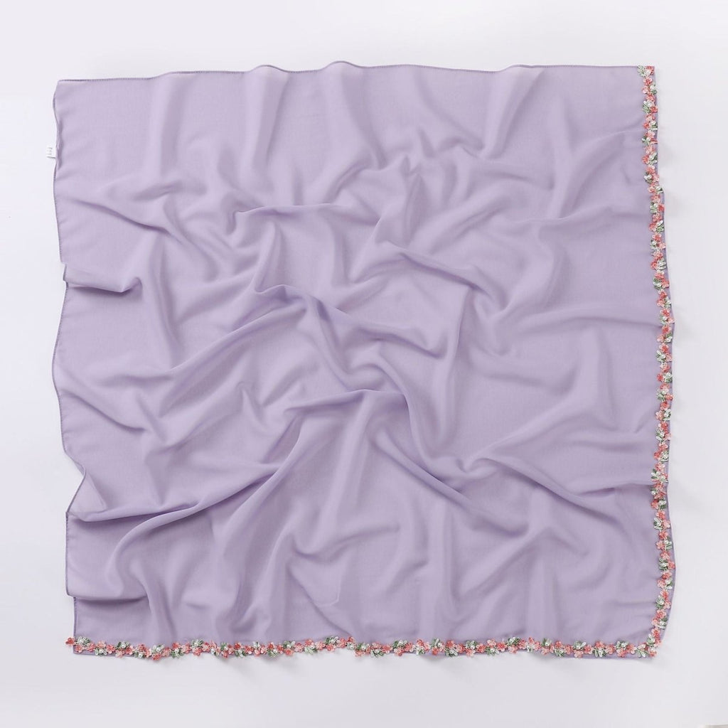 Floral Embellished Chiffon Hijab Scarf (MH221)