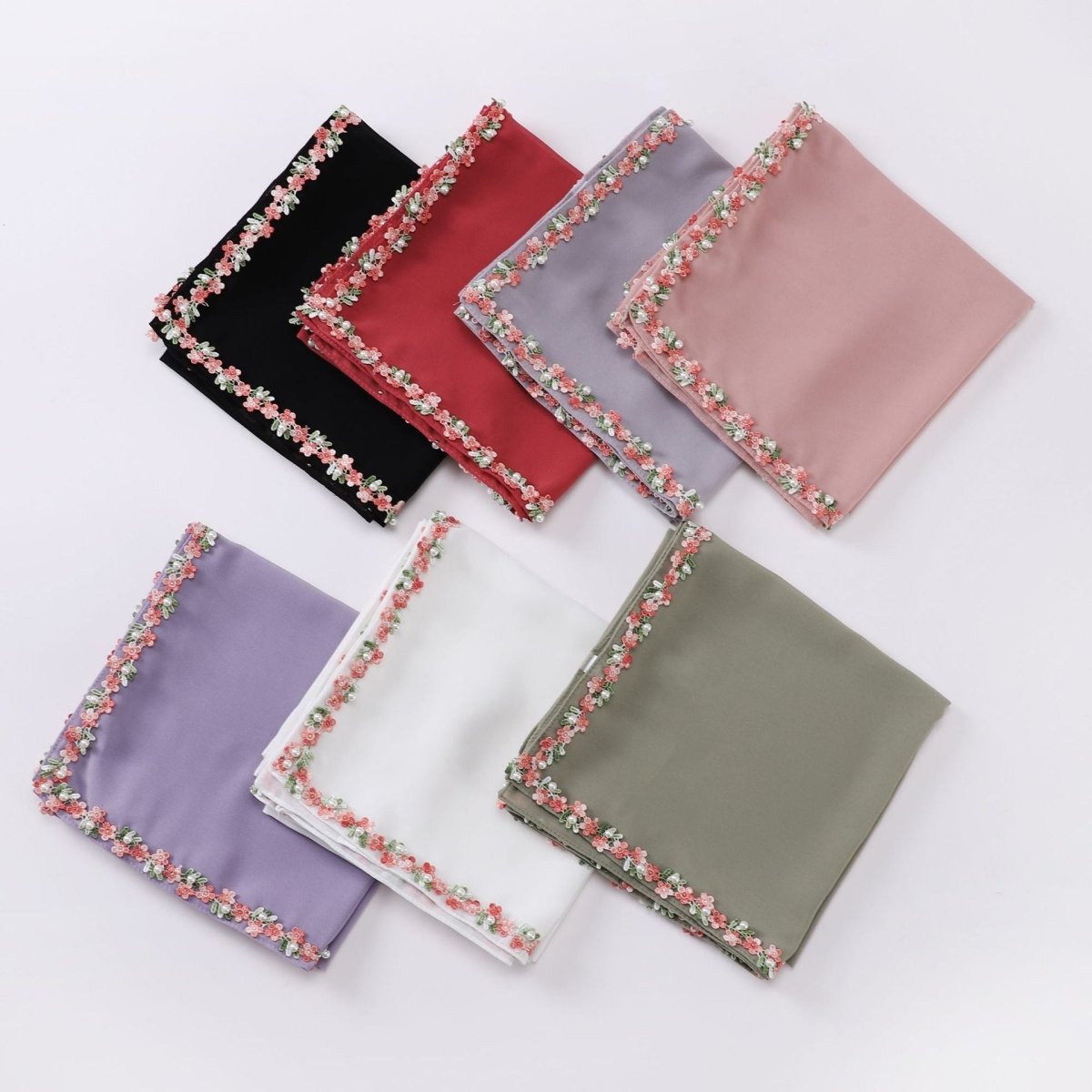 Floral Embellished Chiffon Hijab Scarf (MH221)