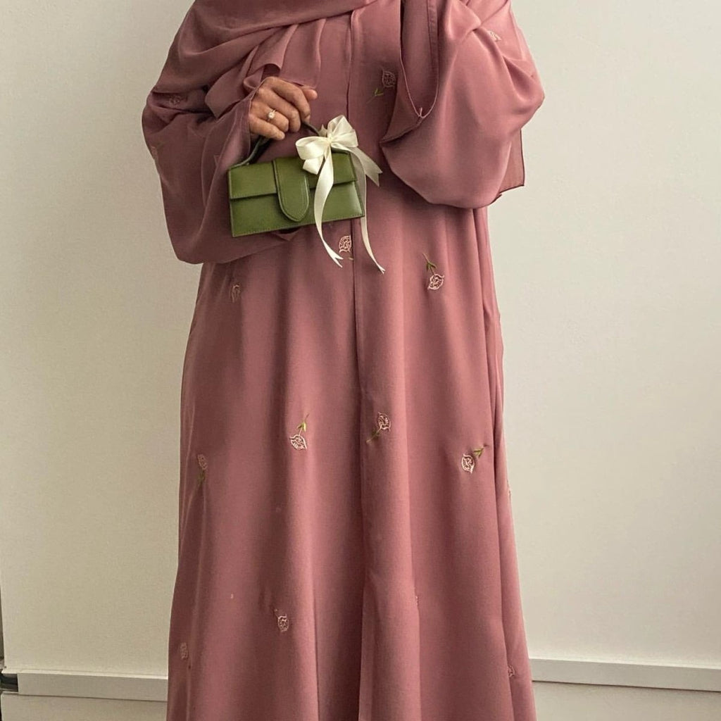 Floral Embroidered Abaya & Hijab Set(MOA248)
