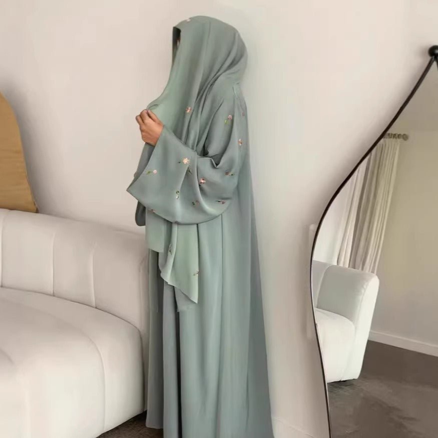Floral Embroidered Abaya & Hijab Set(MOA248)