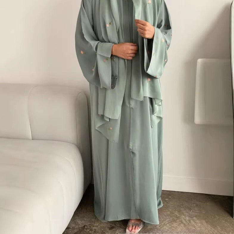 Floral Embroidered Abaya & Hijab Set(MOA248)