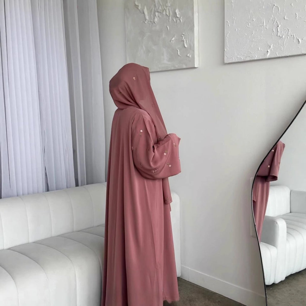 Floral Embroidered Abaya & Hijab Set(MOA248)