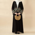 Floral Embroidered Crepe Open Abaya (MOA128)