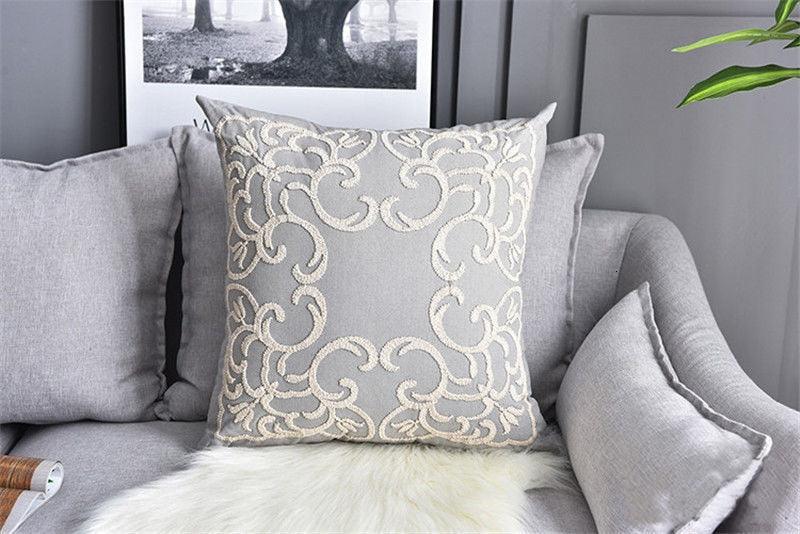 Floral Embroidered Throw Pillow Covers Cotton Pillowcase Sofa Couch For Home Decor Embroidery Throw Pillow Covers Square Cushion Case Modern Cushion Cover Square Pillowcase Decoration for Sofa Bed Chair Car 50x50cm