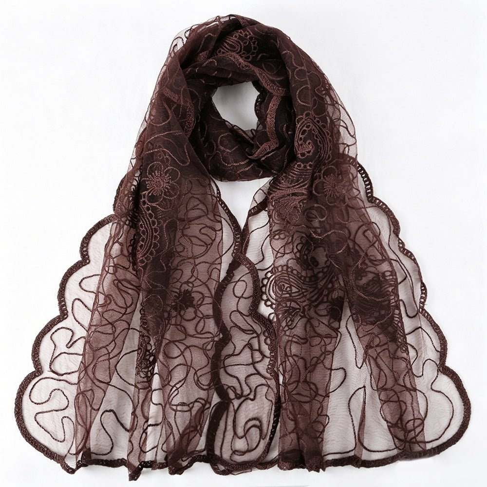 Floral Lace Embroidered Mesh Hijab(MH235)