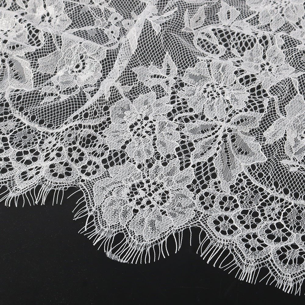 Floral Lace Hijab with Eyelash Fringe Edge(MH237)