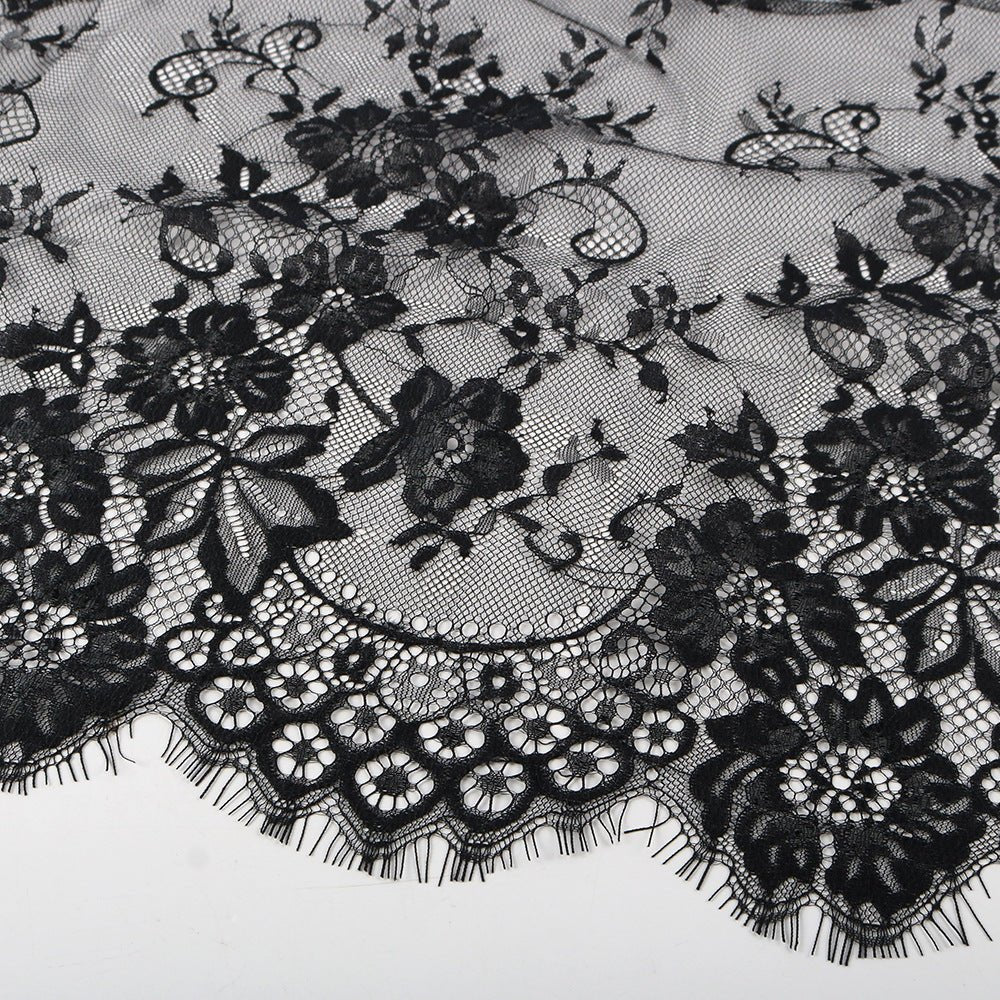 Floral Lace Hijab with Eyelash Fringe Edge(MH237)