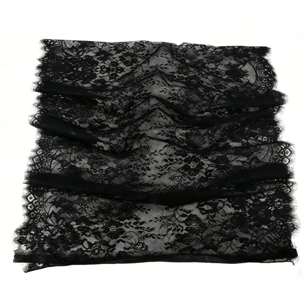 Floral Lace Hijab with Eyelash Fringe Edge(MH237)