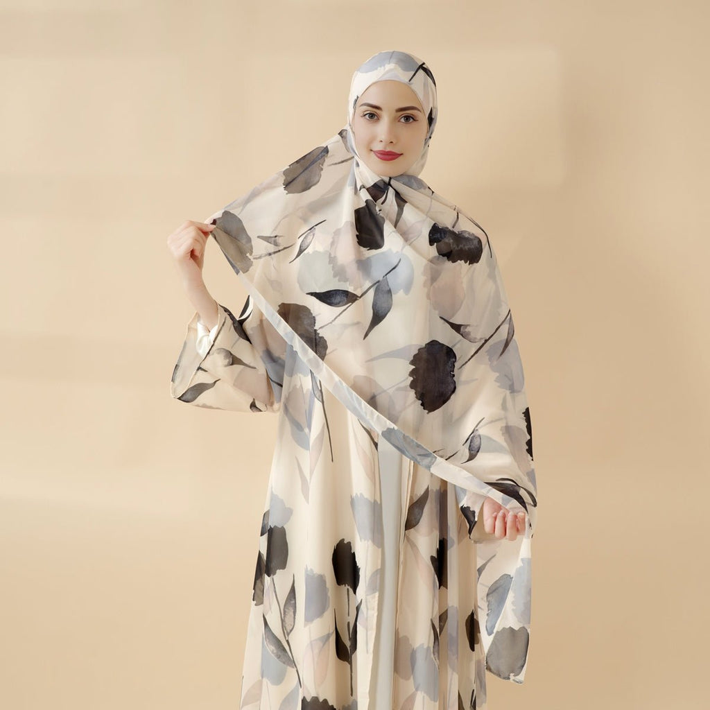Floral Pattern Open Abaya | 2-Piece Set Lightweight Printed Open Abaya (MOA124)