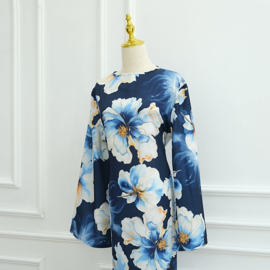 Floral Print Abaya with Bell Sleeves(MA332)