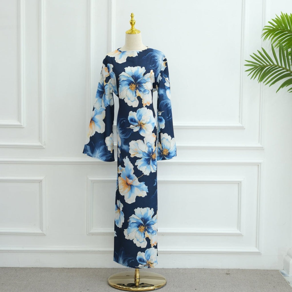 Floral Print Abaya with Bell Sleeves(MA332)